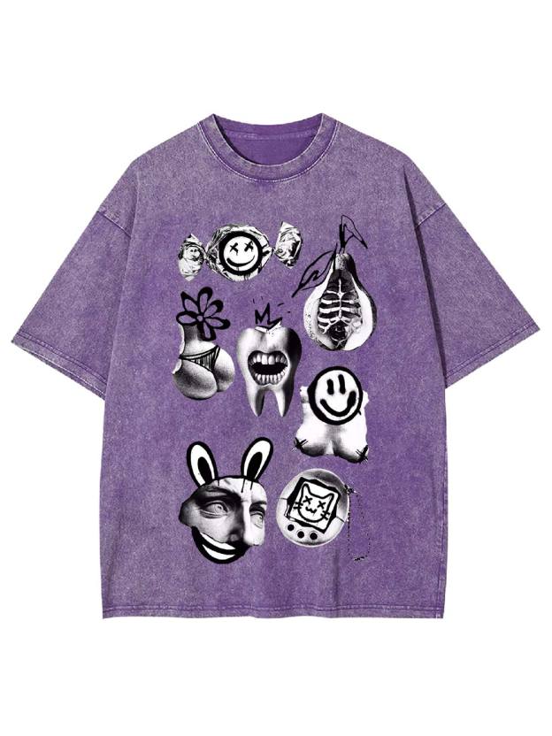 Abstract Chaos Collage Washed Tshirt