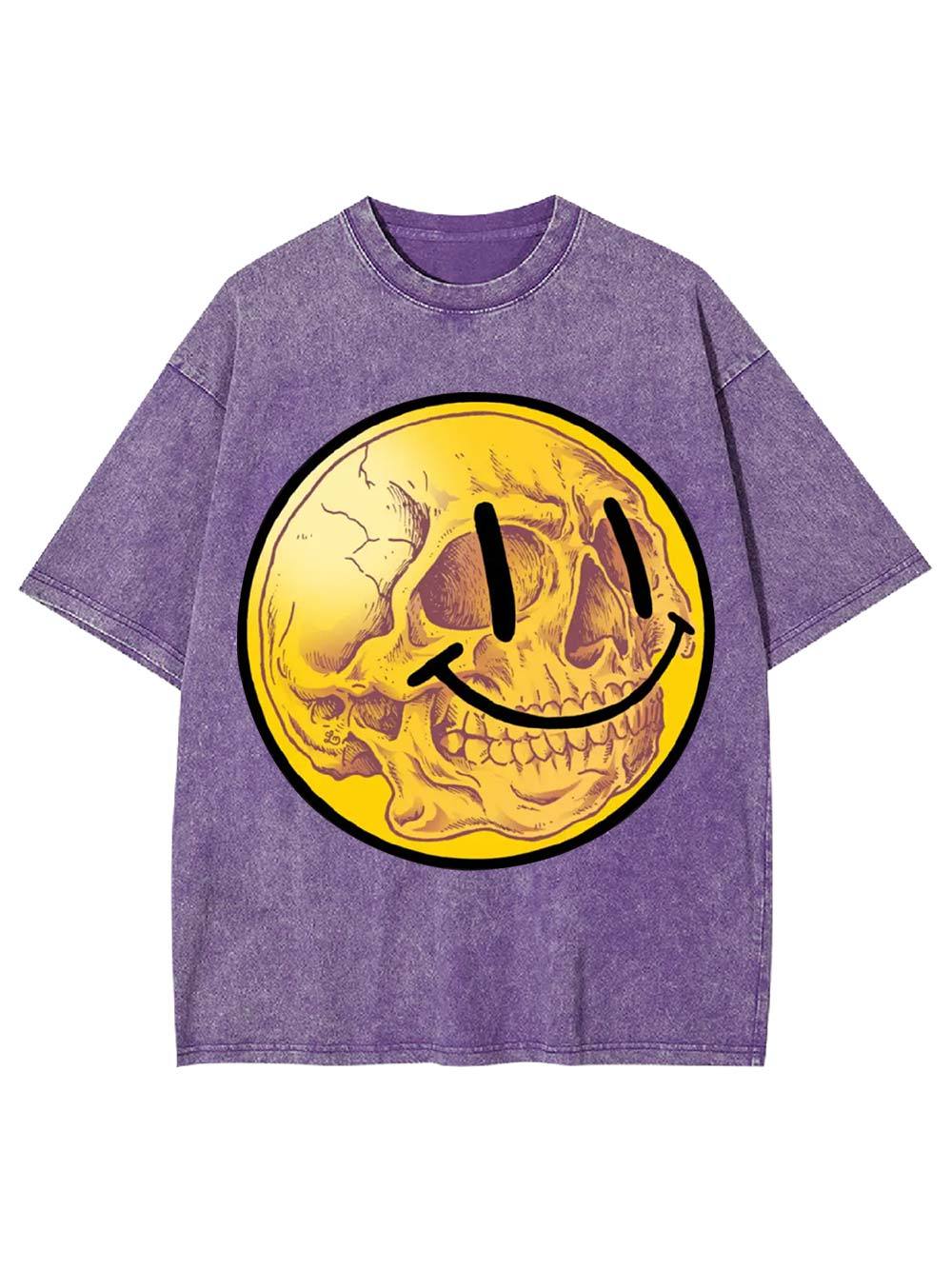 Smiling Skull Face Washed Tshirt