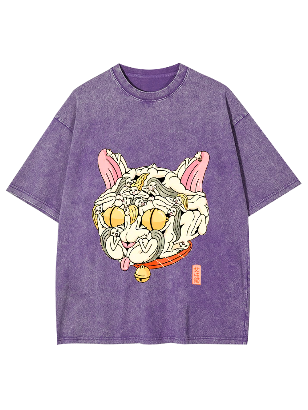 Cat of Many Faces Washed Tshirt