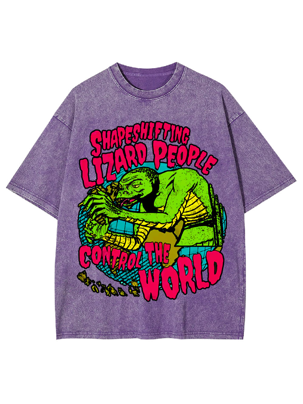 Reptilian Masters Of The World Washed Tshirt