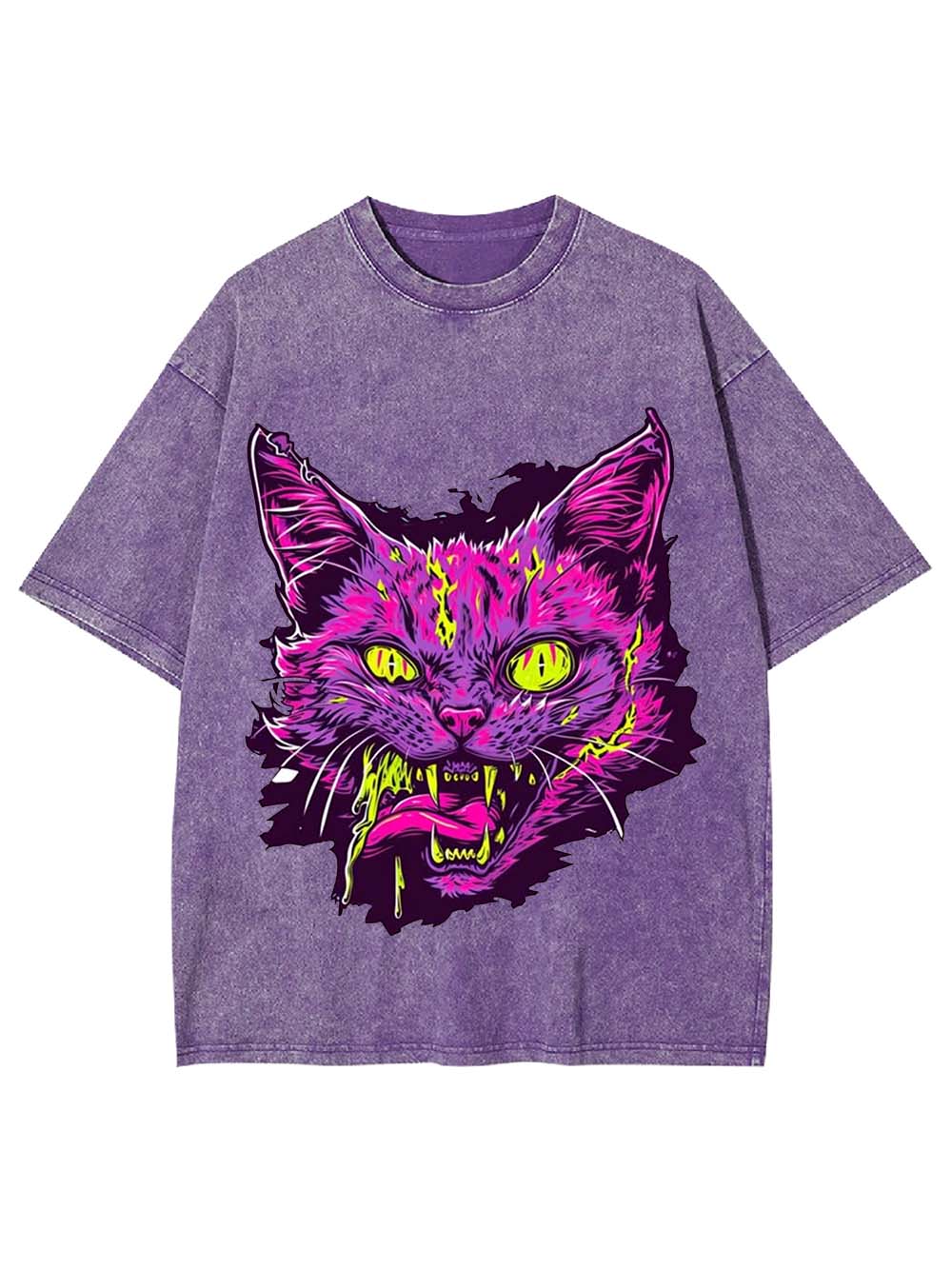 Neon Fury Cat Washed Tshirt