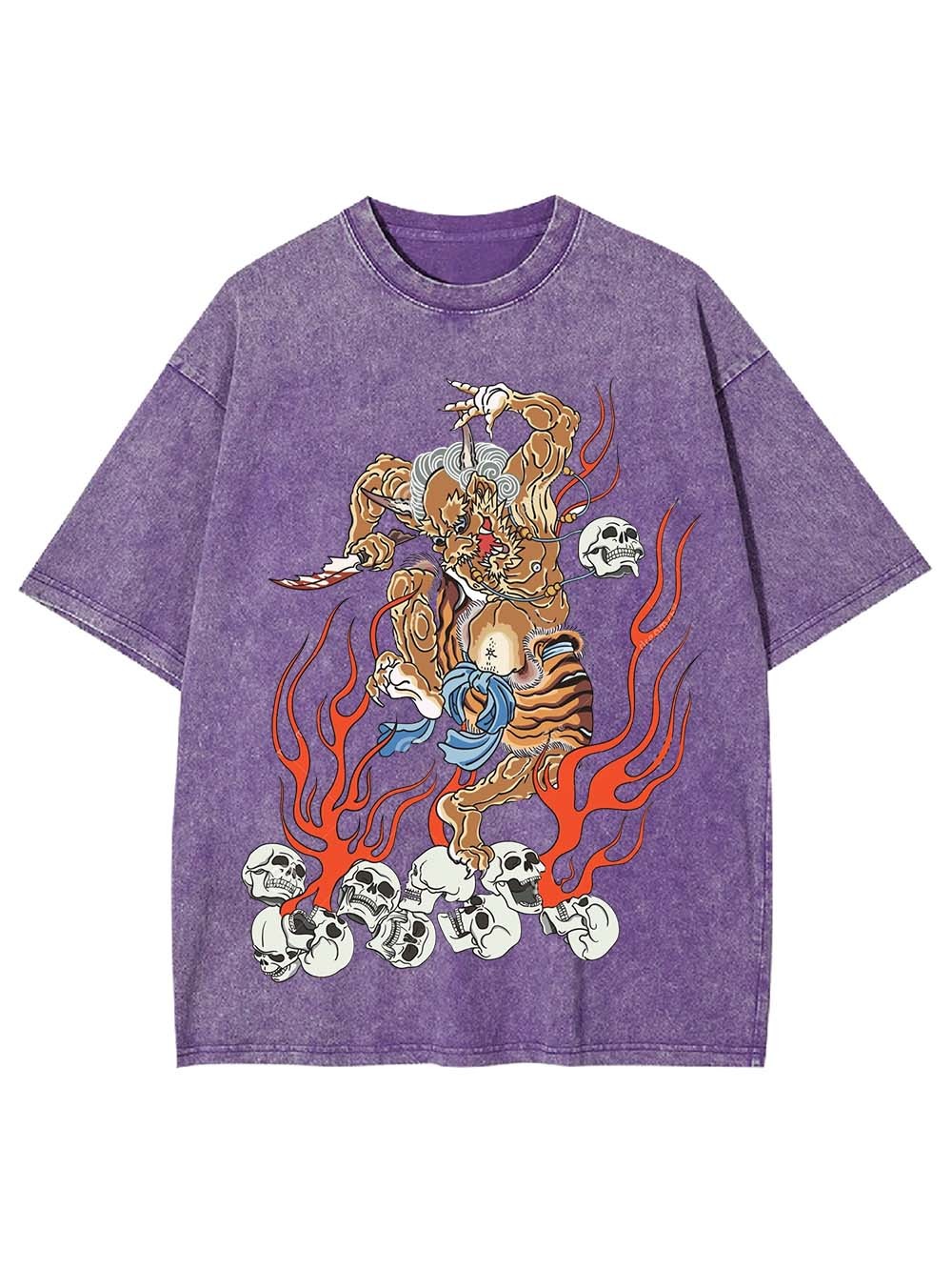 Fiery Demon Warrior Washed Tshirt