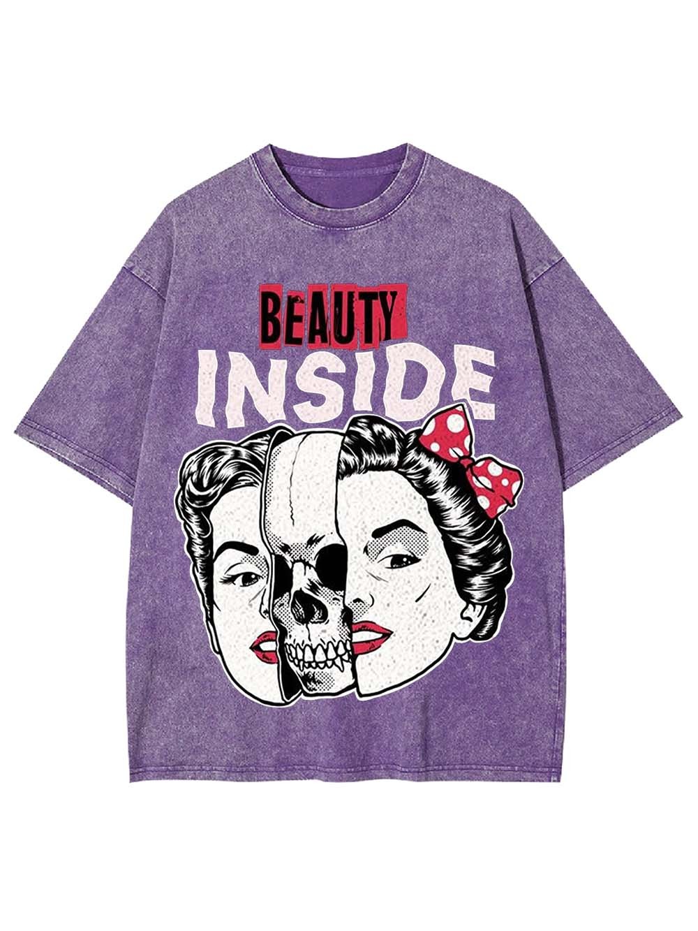 Beauty Inside Washed Tshirt-ClassyOutlaw Sale