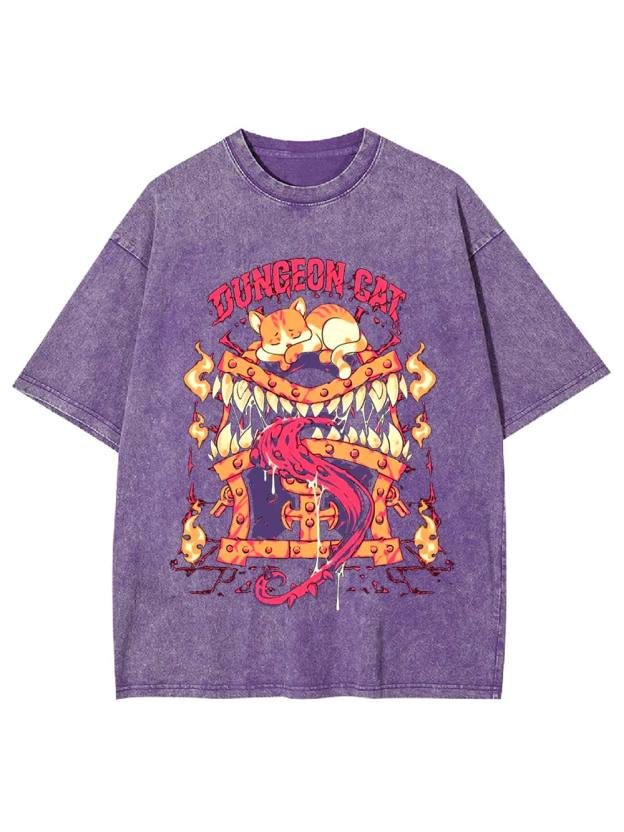 Dungeon Cat Guardian Washed Tshirt