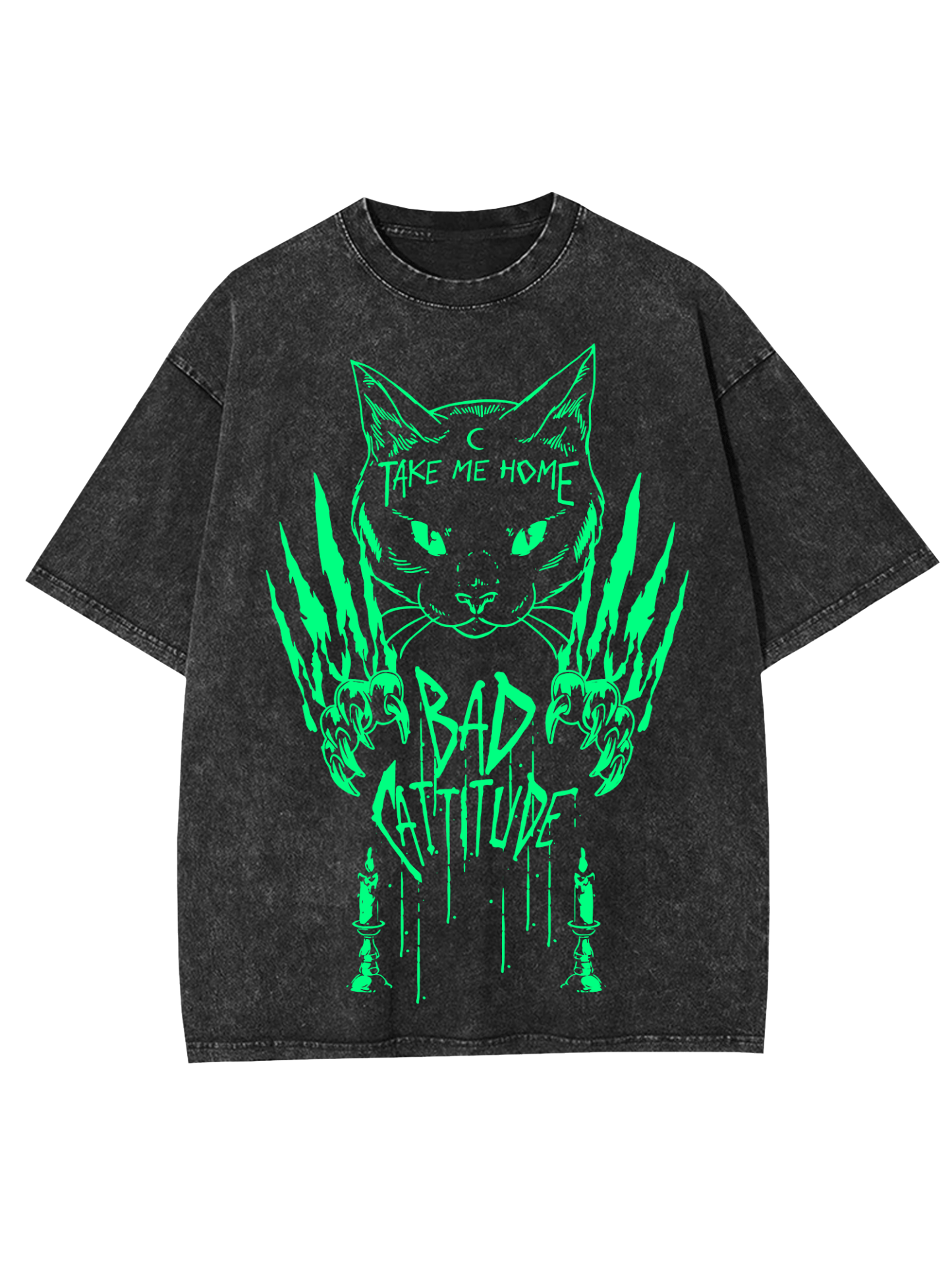 BAD CATTITUDE WASHED TSHIRT-ClassyOutlaw Sale