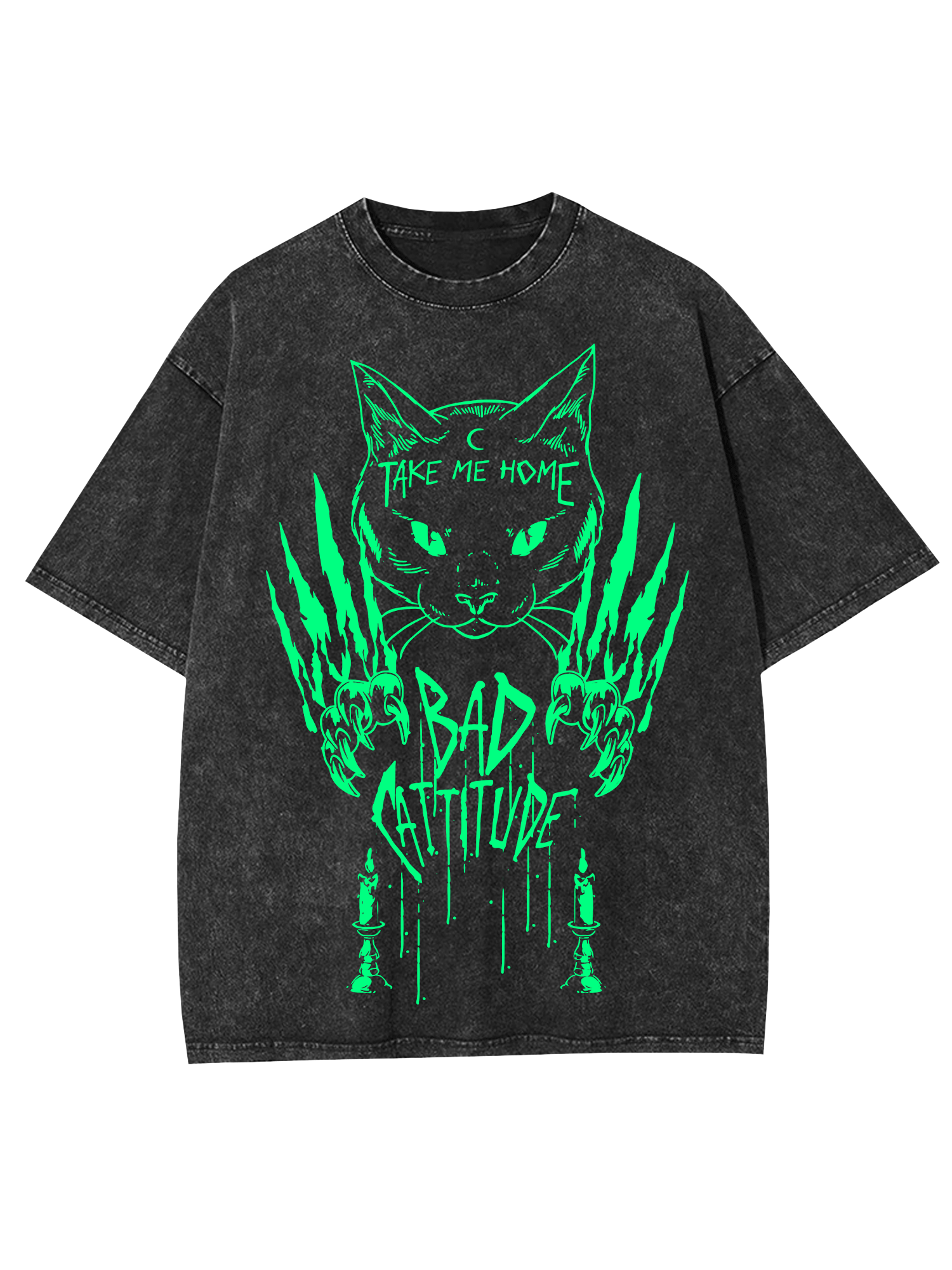 BAD CATTITUDE WASHED TSHIRT