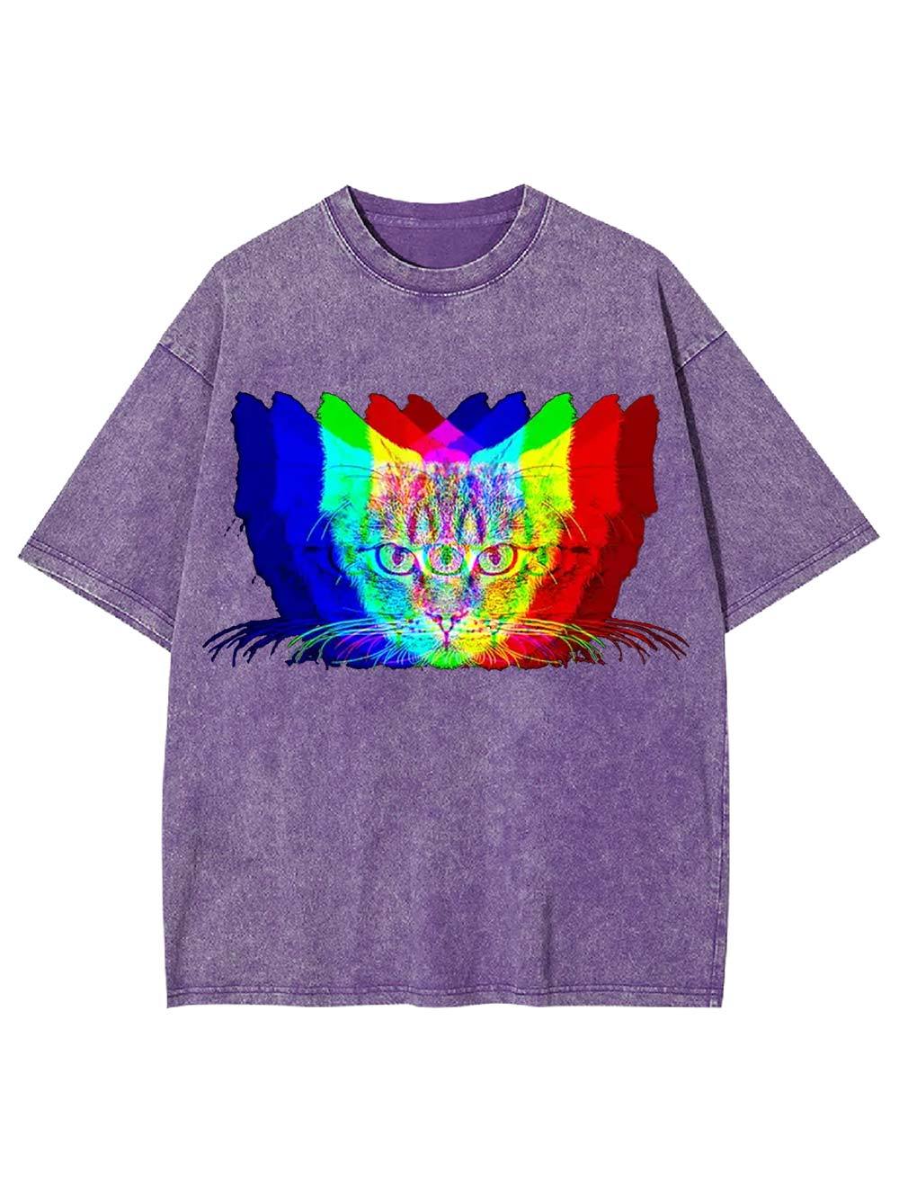 Trippy Cat Vision Washed Tshirt