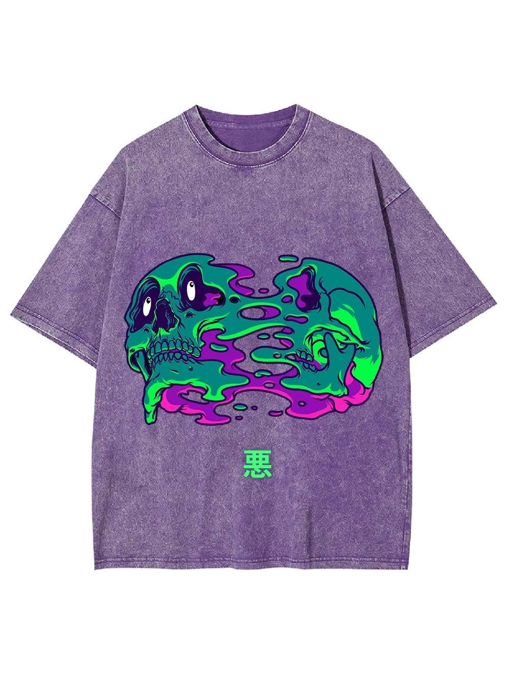 Evil And Skull Washed Tshirt