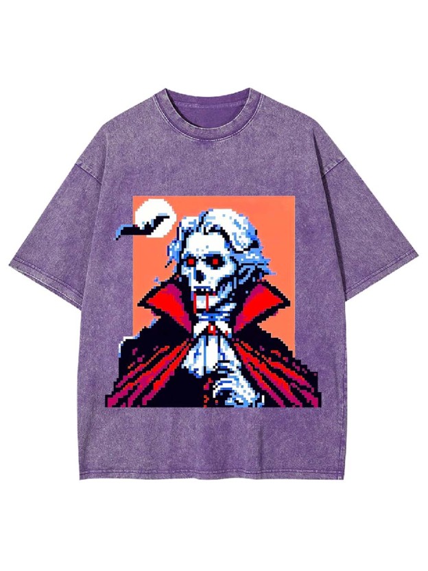 Pixelated Vampire Washed Tshirt