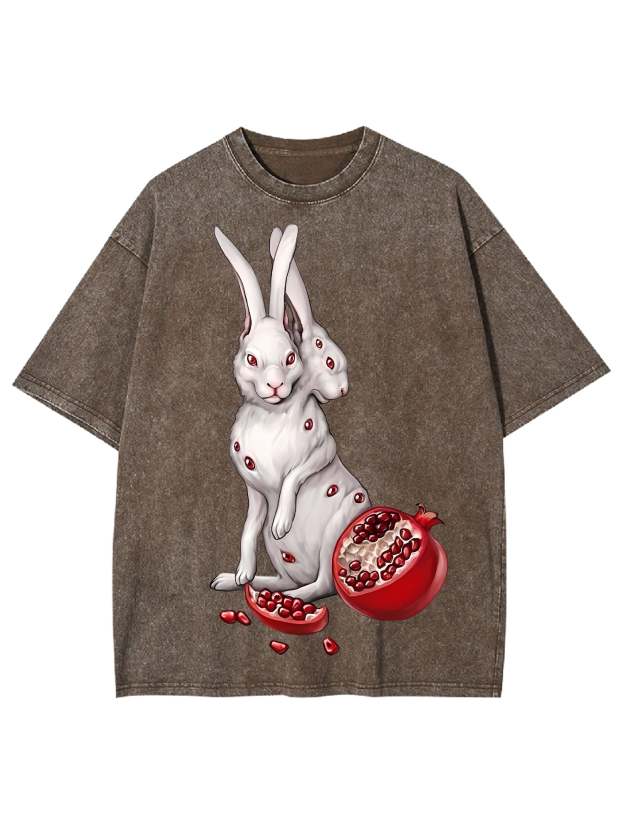 Rabbits And Pomegranate Washed Tshirt