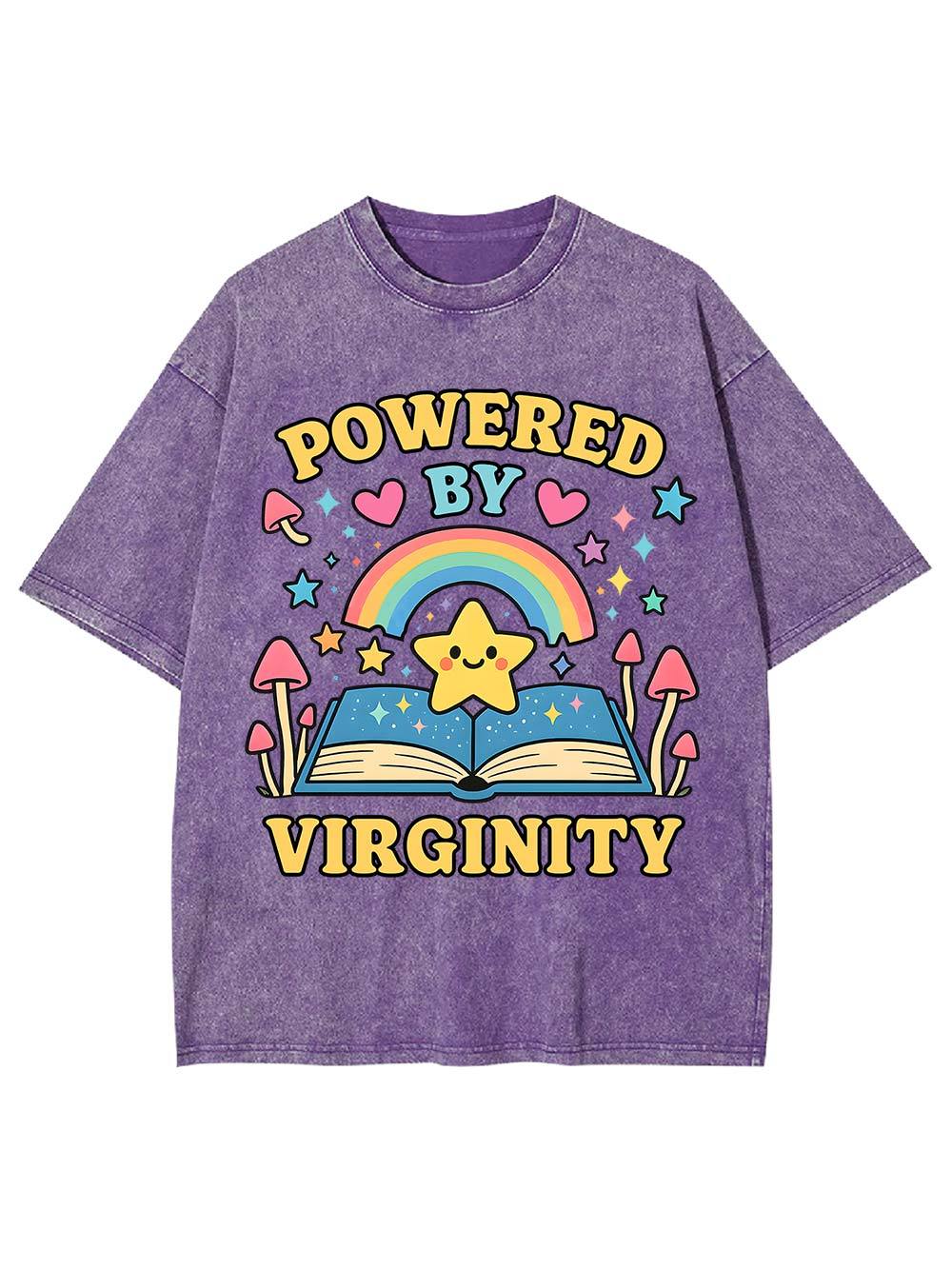 Powered By Virginity Washed Tshirt-ClassyOutlaw Sale