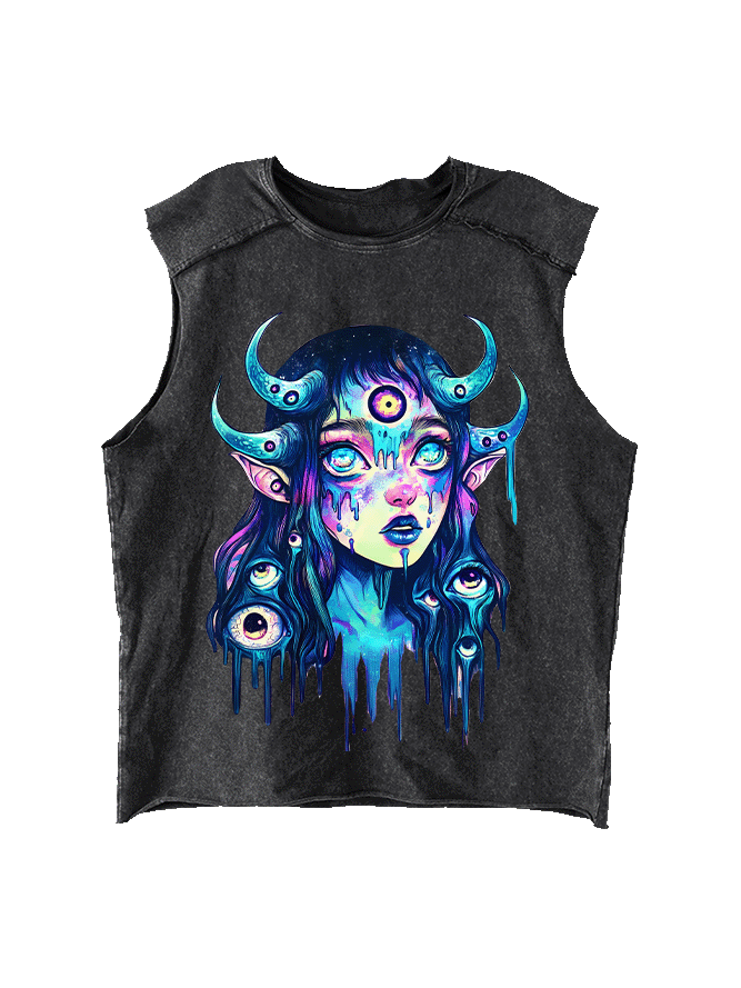 Celestial Visionary Distressed Tank Top