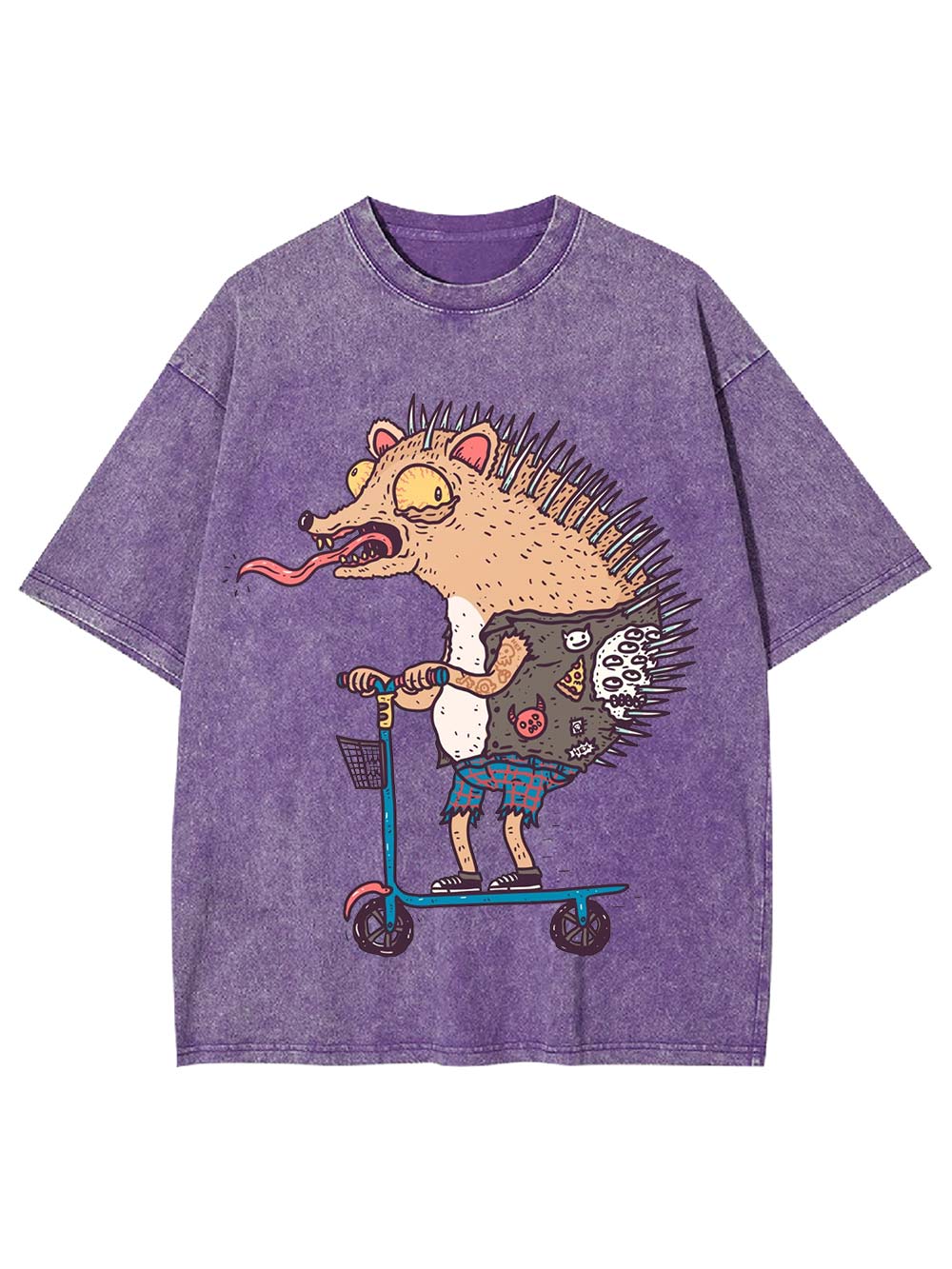 Punk Hedgehog Rider Washed Tshirt