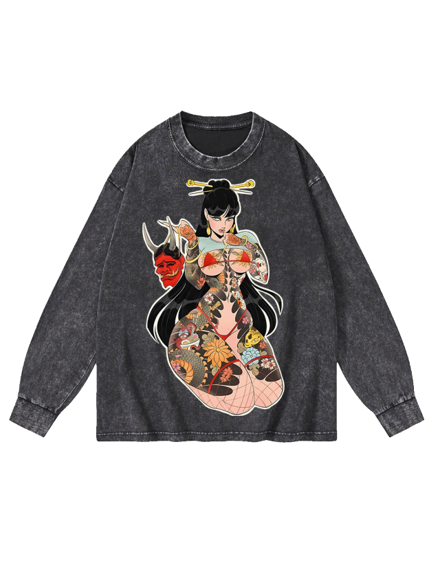 Tattooed Mystique Washed Long-Sleeve Tshirt