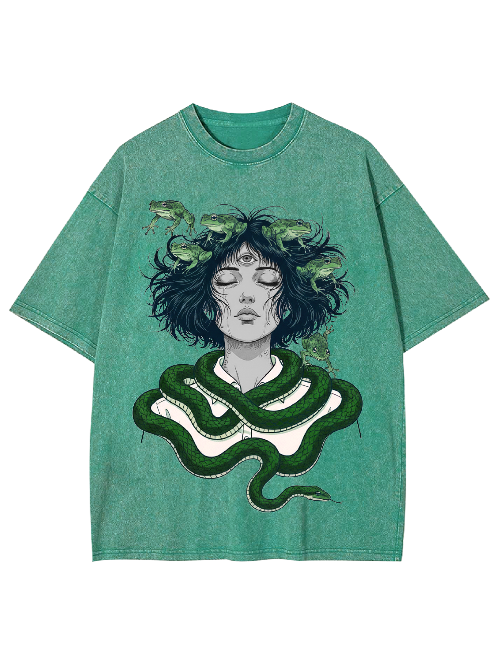 Serpent-Frog Girl Washed Tshirt