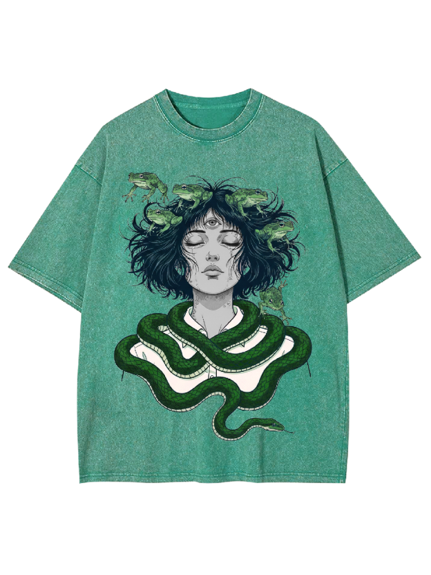 Serpent-Frog Girl Washed Tshirt