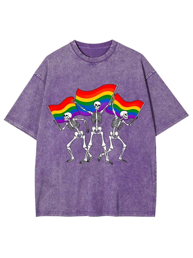 Pride Parade Skeletons Washed Tshirt