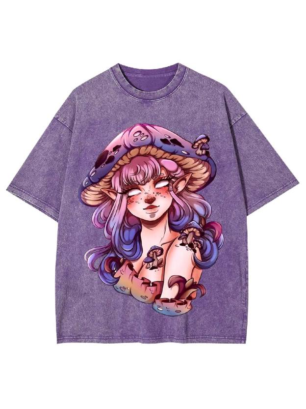 Mushroom Fairy Enchantress Washed Tshirt