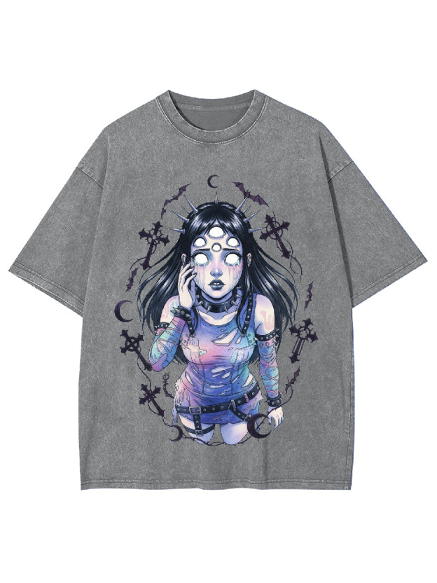 Multi-Eyed Punk Girl Washed Tshirt