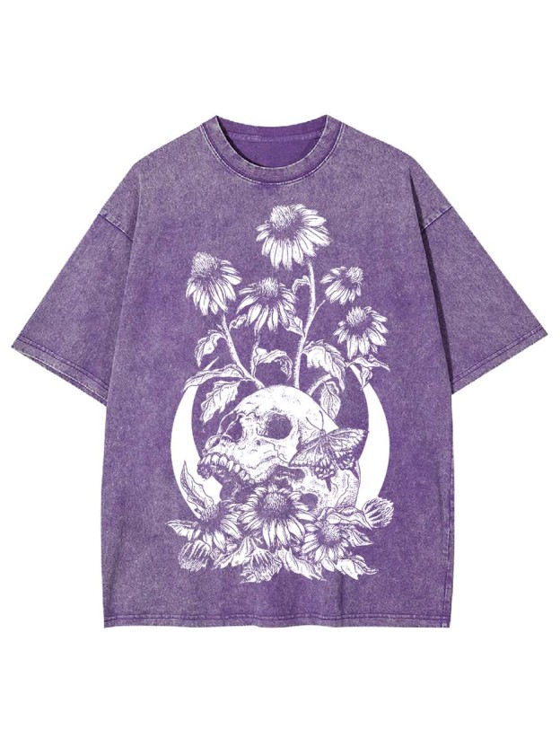 Floral Skull Washed Tshirt