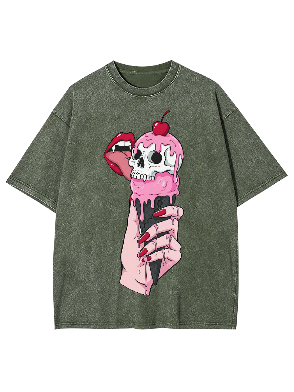 Skull Ice Cream Washed Tshirt