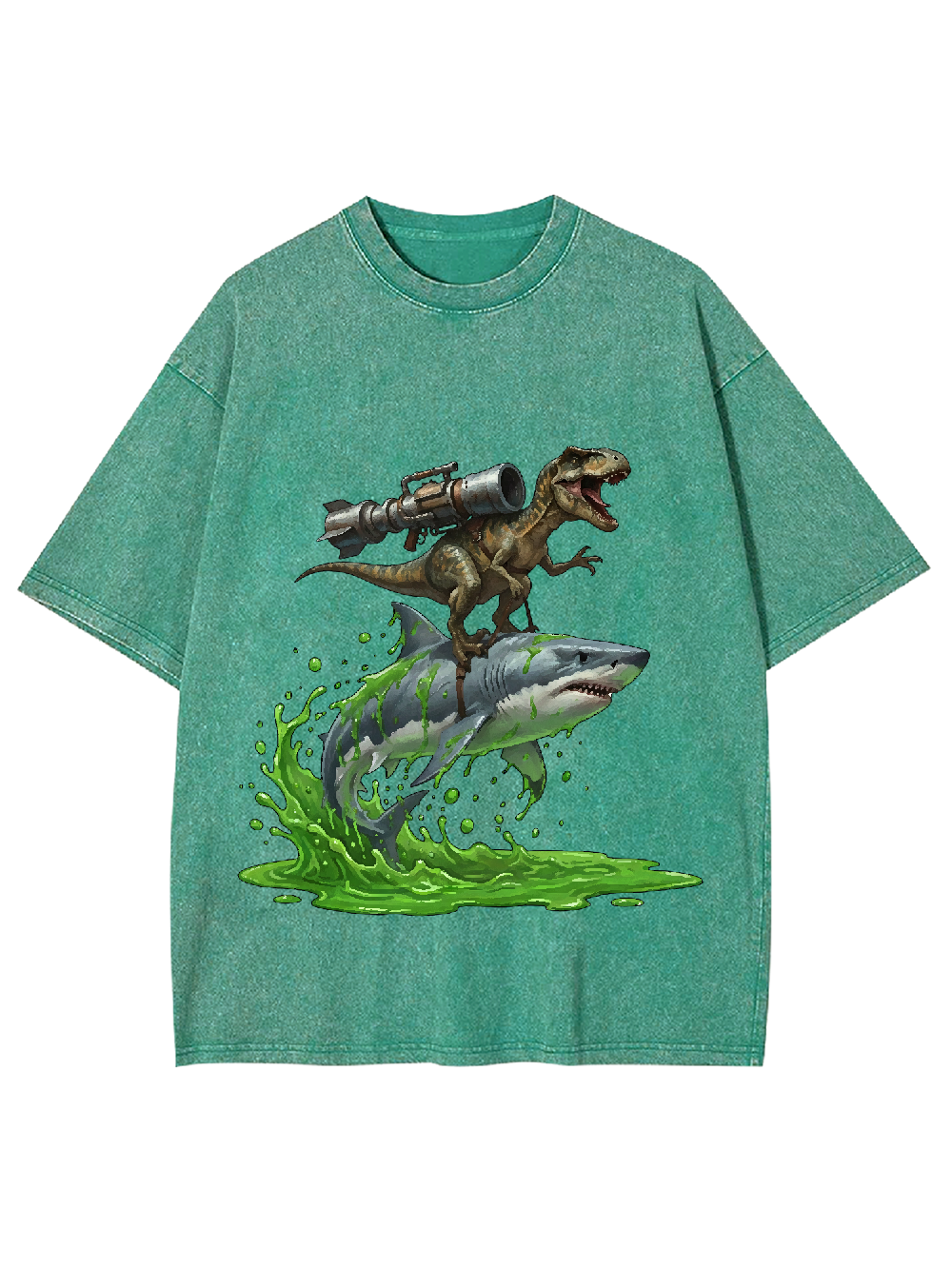 Shark-Riding T-Rex Washed Tshirt