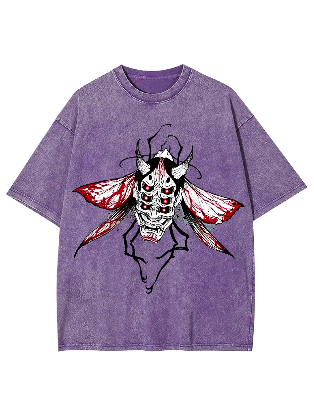 Demonic Moth Mask Washed Tshirt