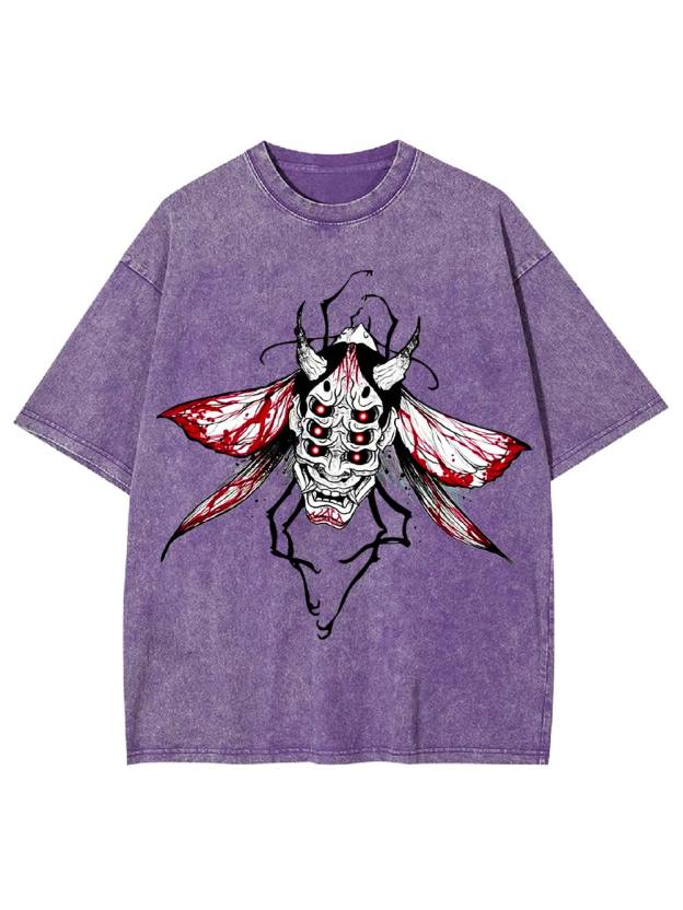 Demonic Moth Mask Washed Tshirt