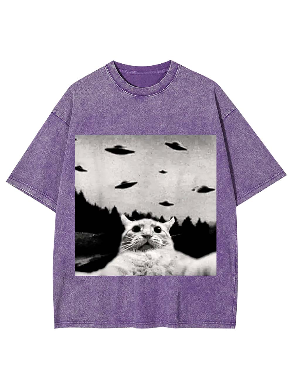 Cat Witnesses UFOs Washed Tshirt