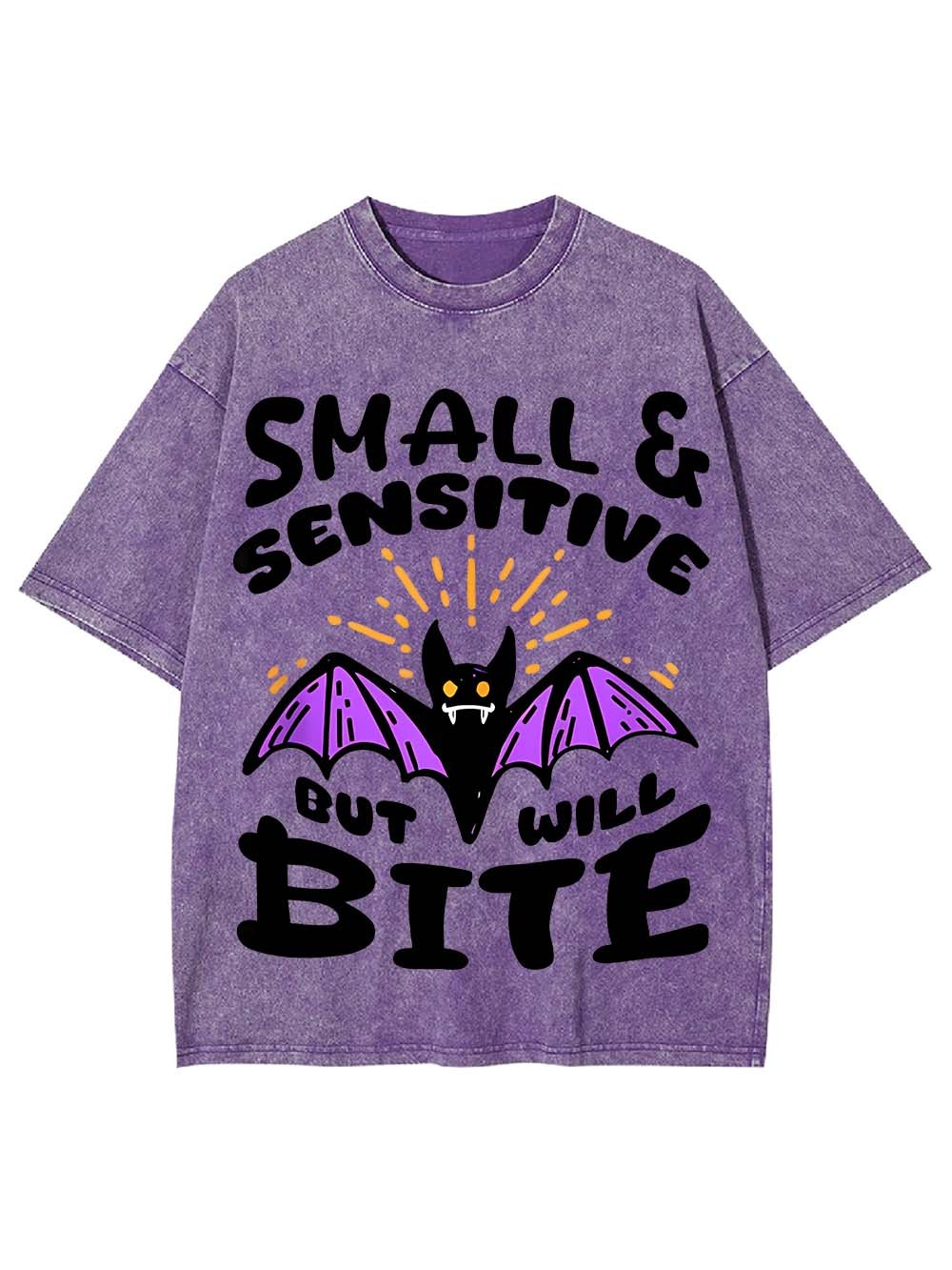 Small & Sensitive But Will Bite Washed Tshirt
