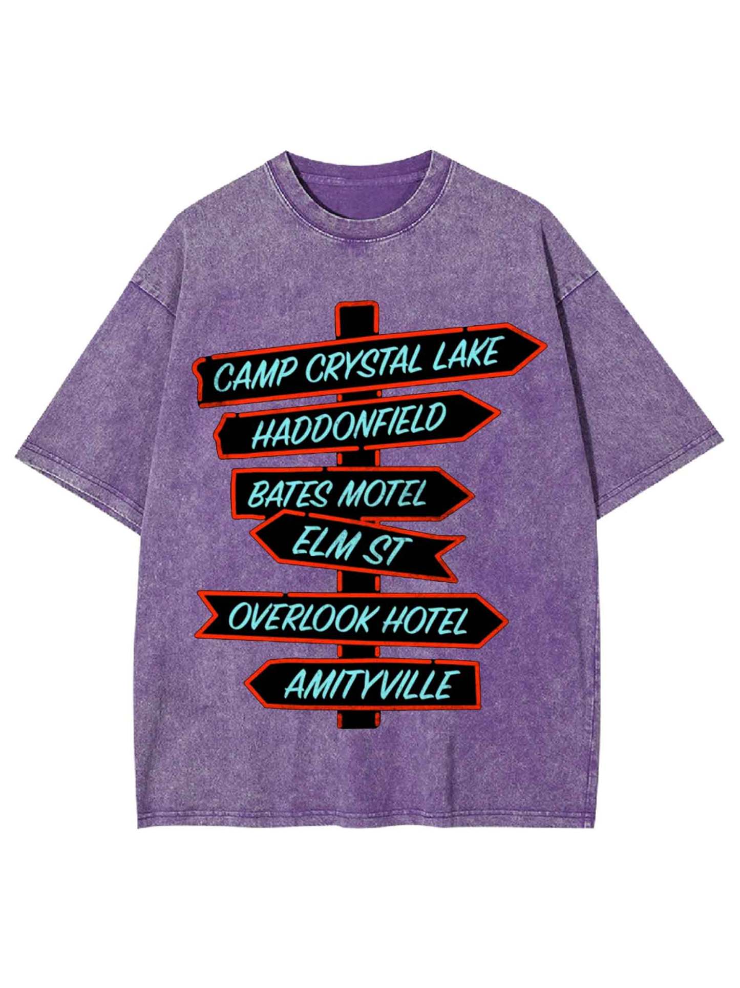 Horror Destinations Signpost Washed Tshirt