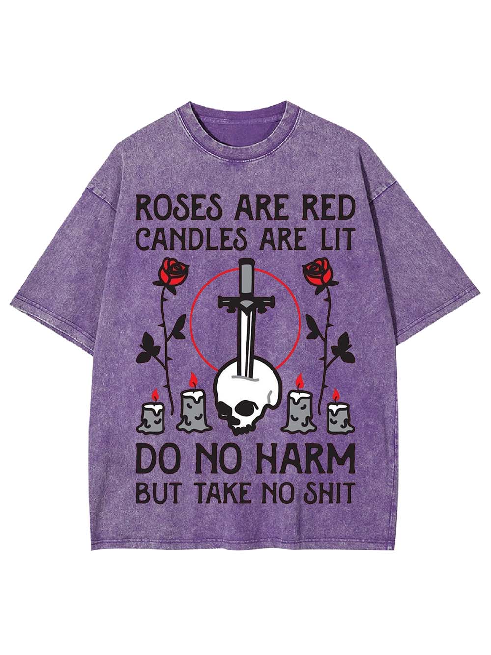 ROSES ARE RED, CANDLES ARE LIT WASHED TSHIRT