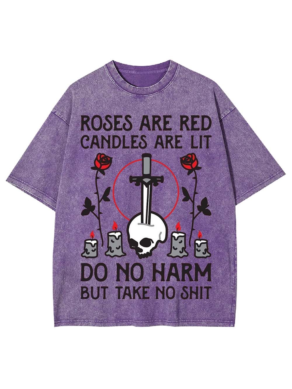 ROSES ARE RED, CANDLES ARE LIT WASHED TSHIRT