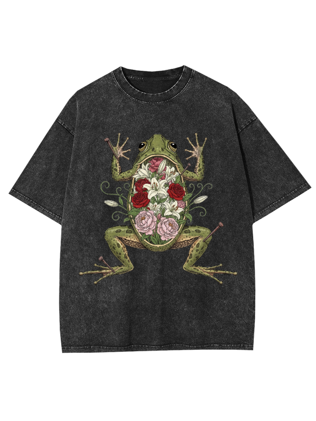 Floral Organs Frog Washed Tshirt