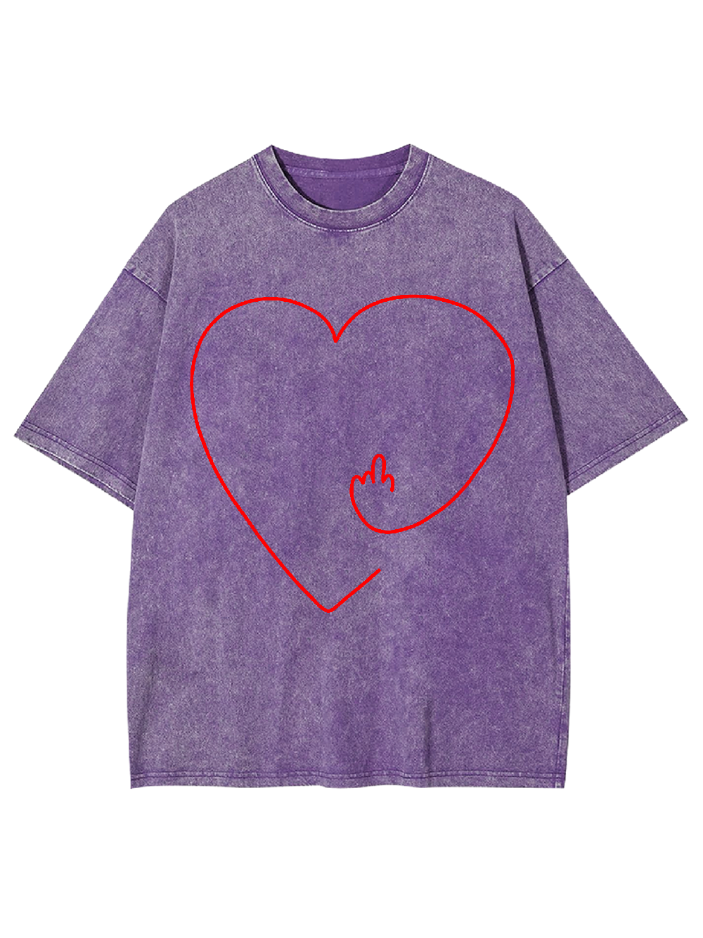 Middle Finger Heart Washed Tshirt