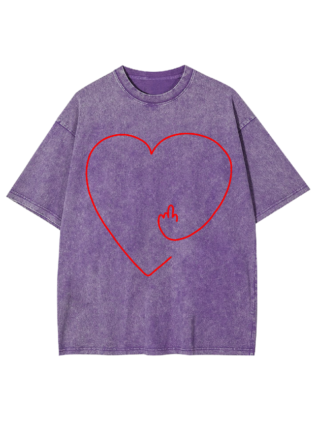 Middle Finger Heart Washed Tshirt