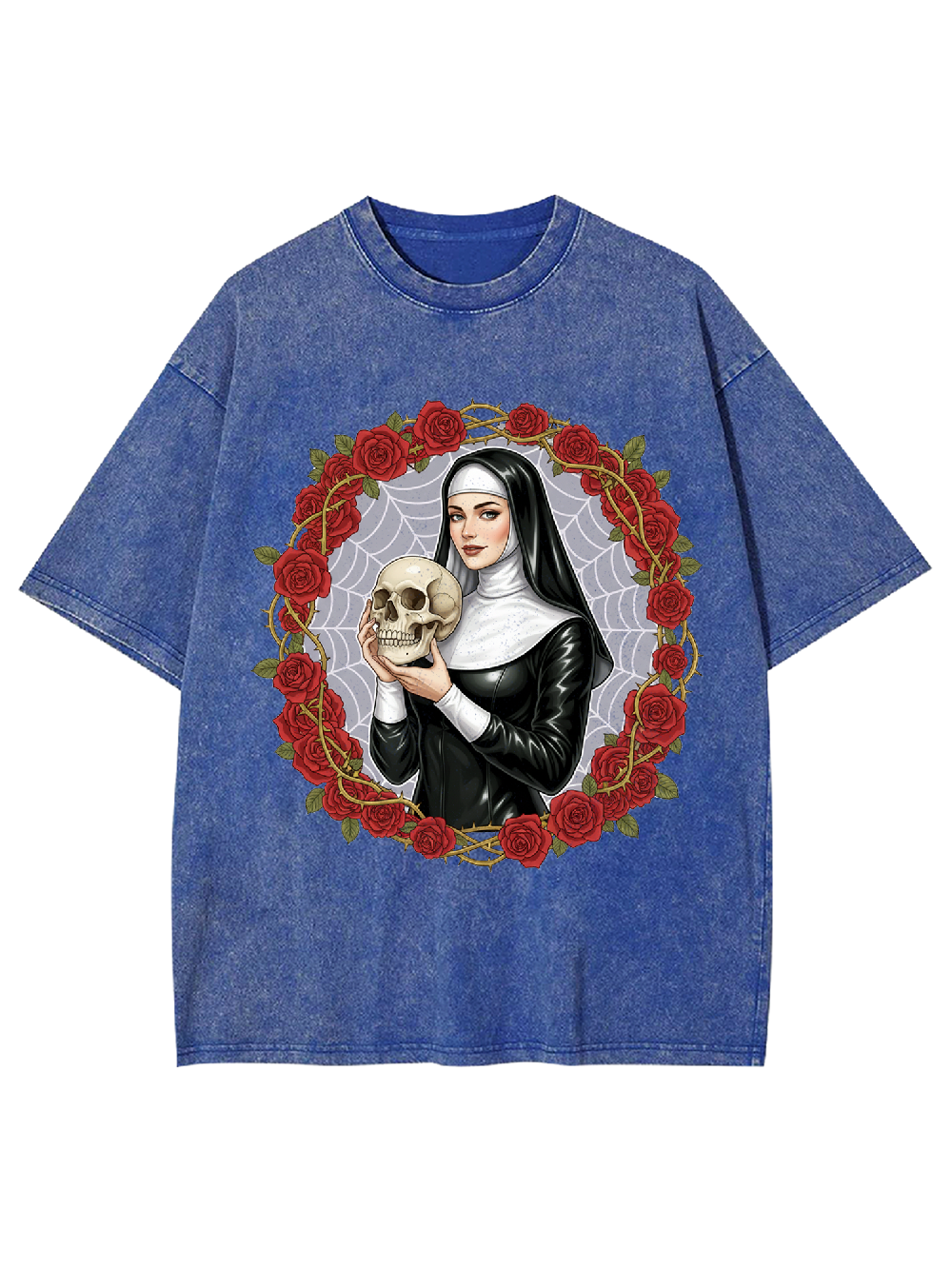 Rose Skull Nun Washed Tshirt