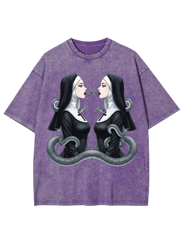 The Twin Serpent Nuns Washed Tshirt