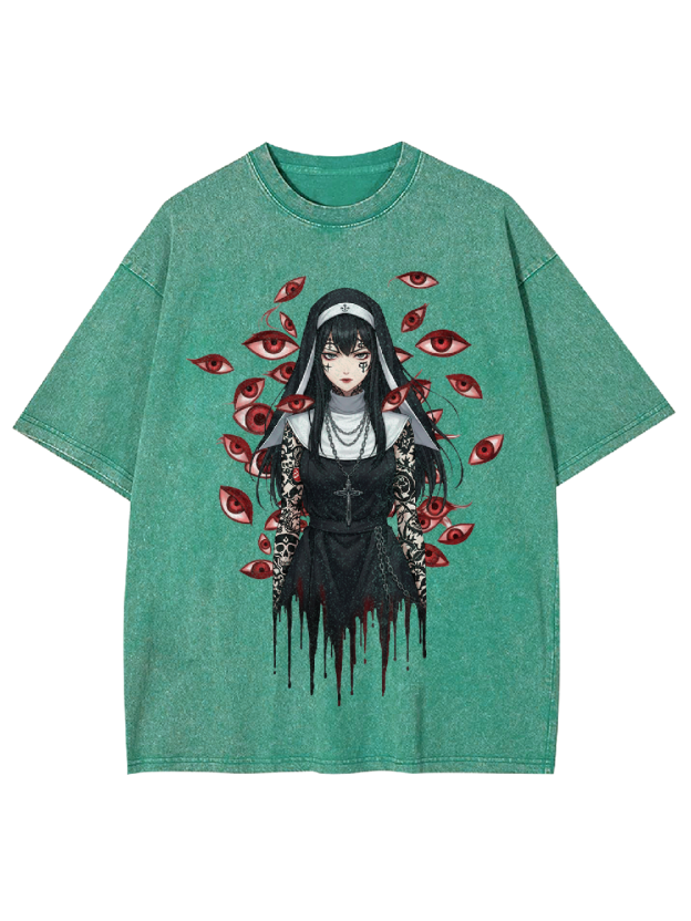 Multi-Eyed Nun Washed Tshirt