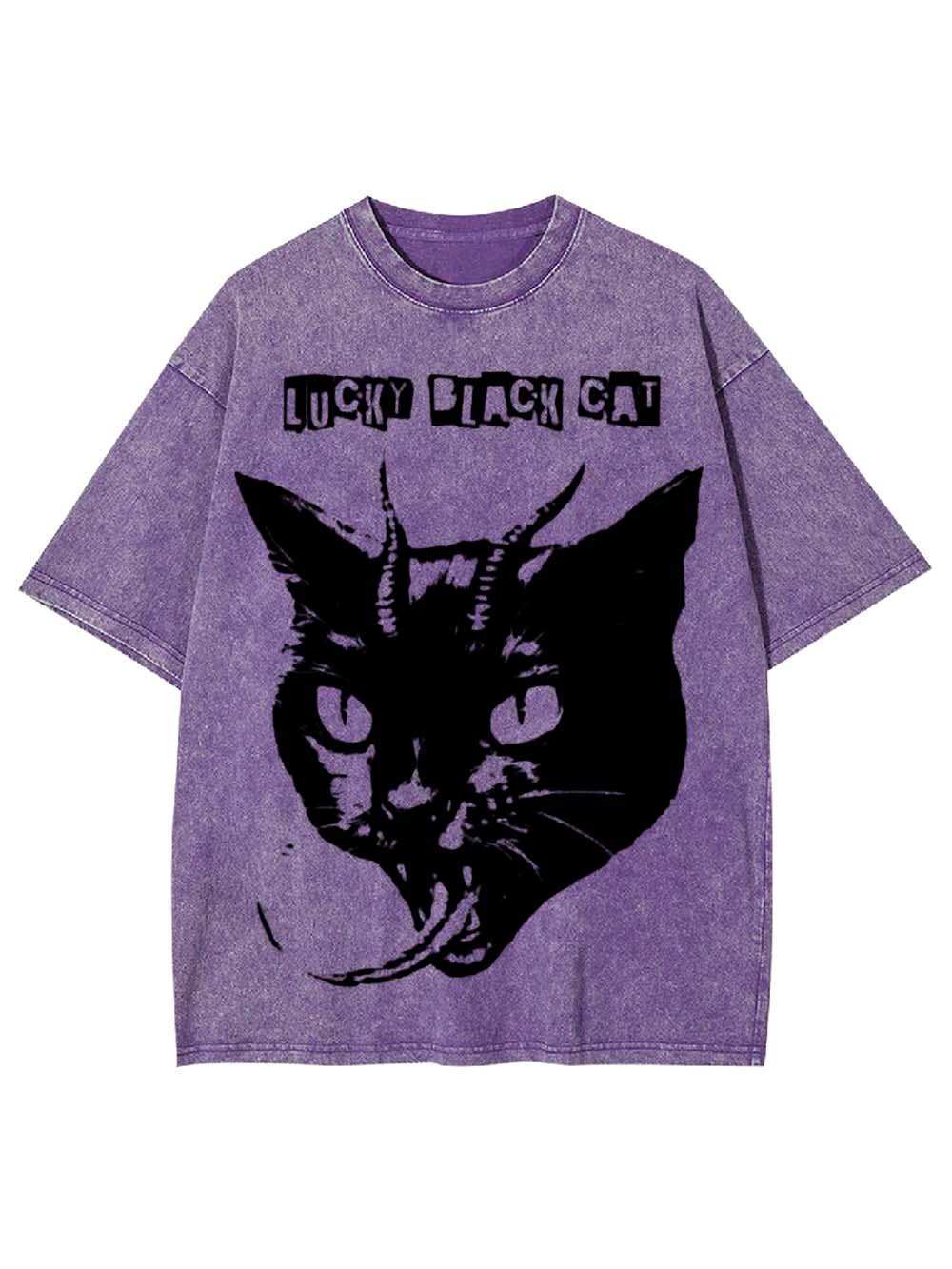 LUCKY BLACK CAT WASHED TSHIRT