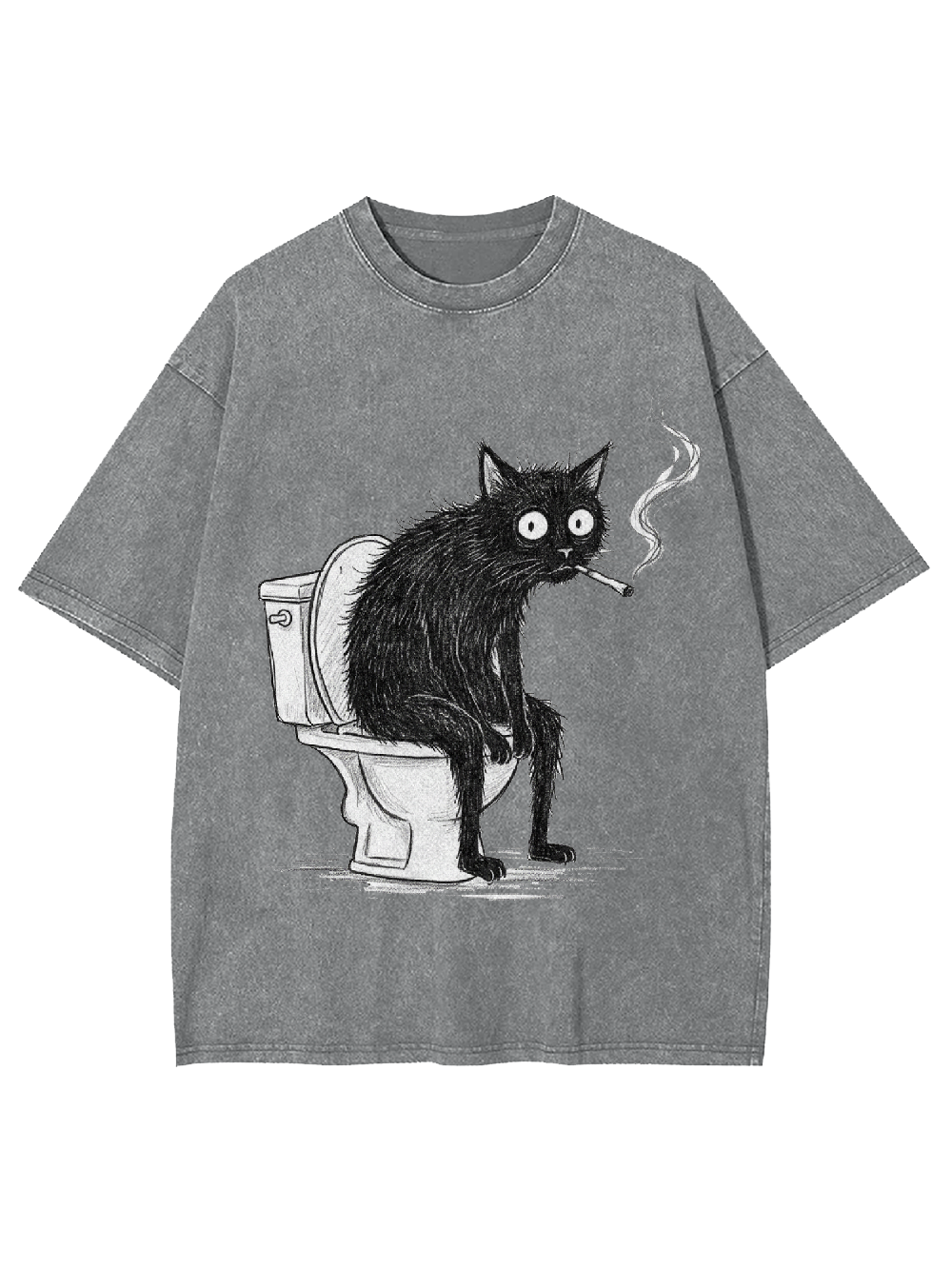 Cat smoking on the toilet Washed Tshirt
