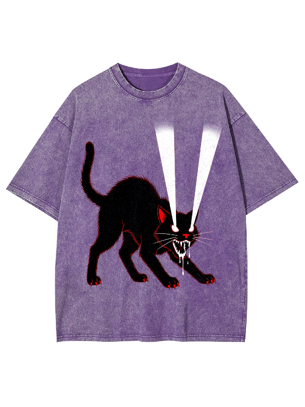 Glowing-Eyed Cat Washed Tshirt