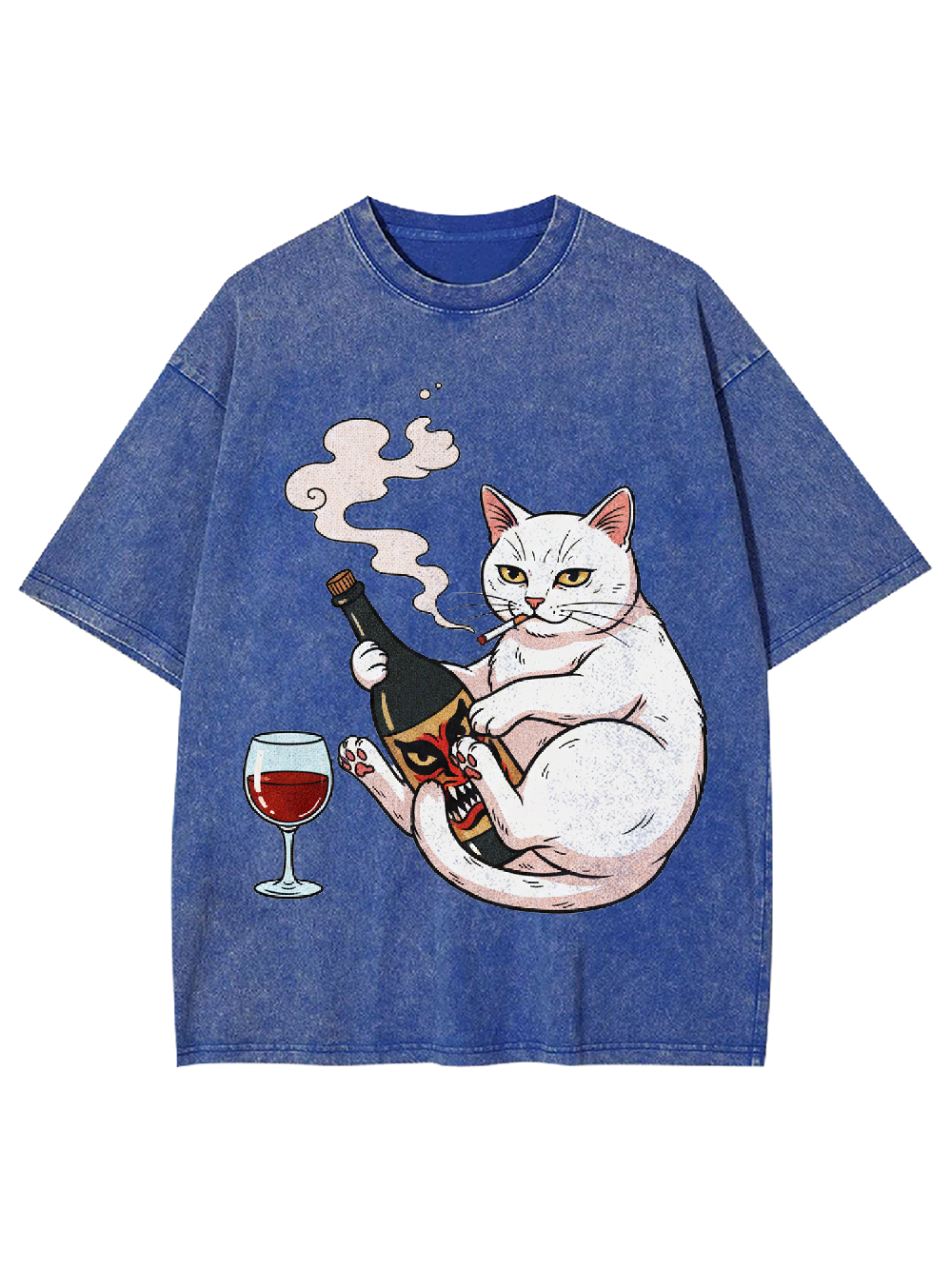 Drinking Rebellious Cat Washed Tshirt