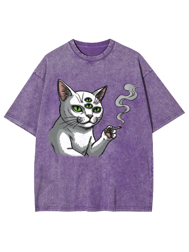 The Unruly Smoking Cat Washed Tshirt