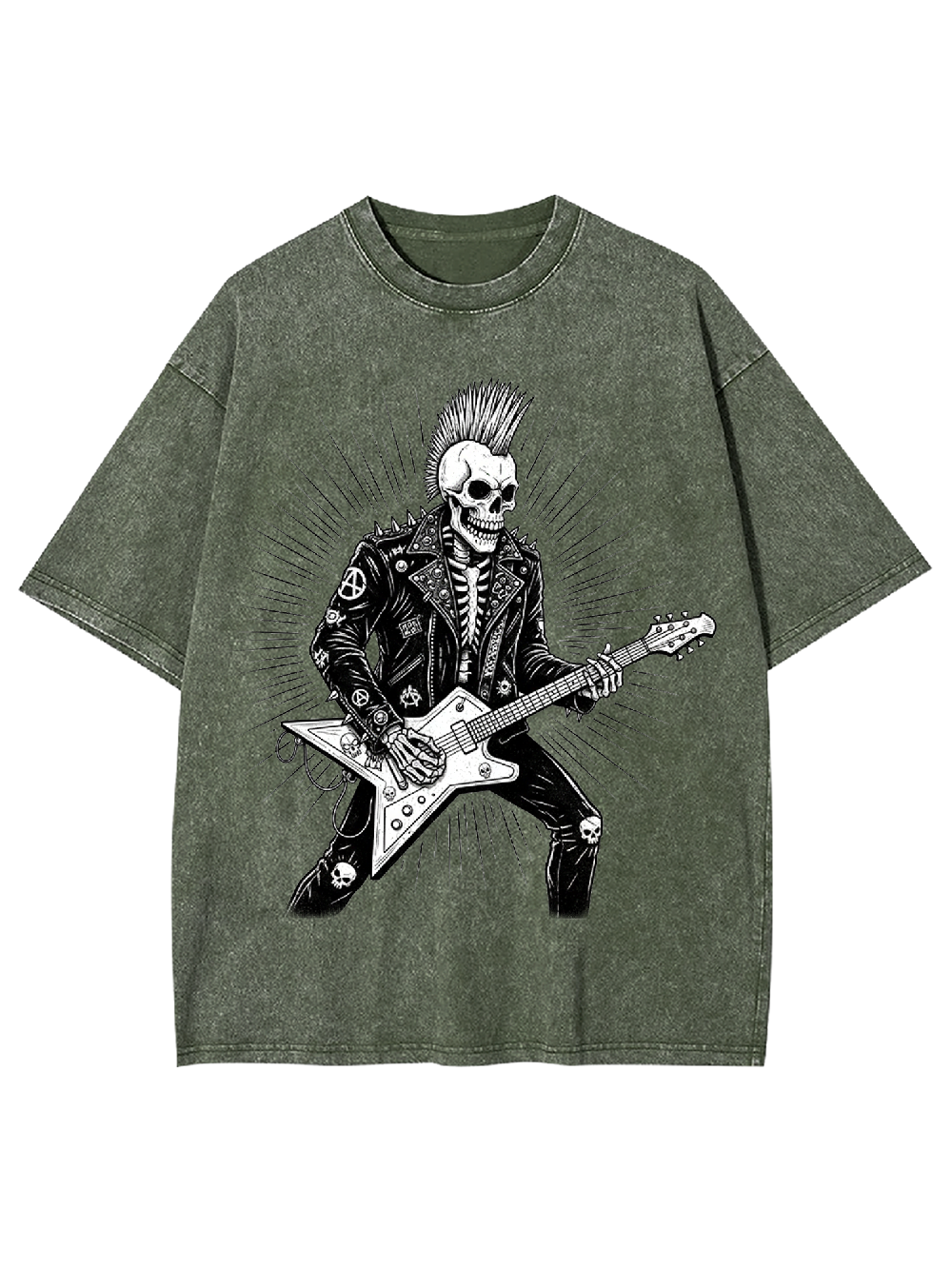 Punk Skull Guitarist Washed Tshirt