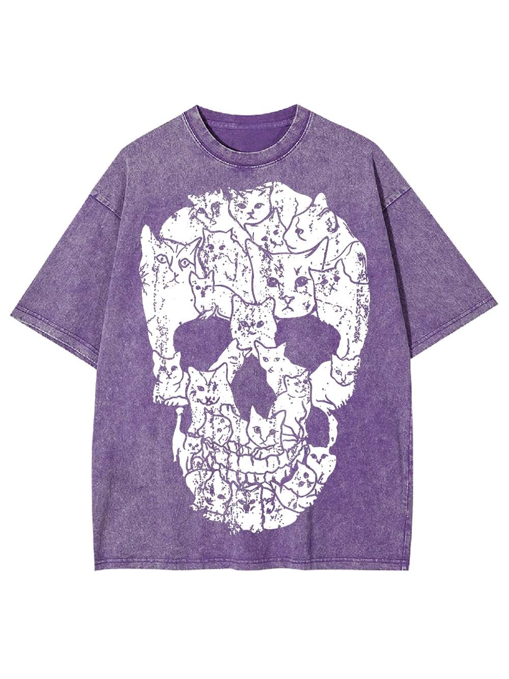 Cats Of The Skull Washed Tshirt