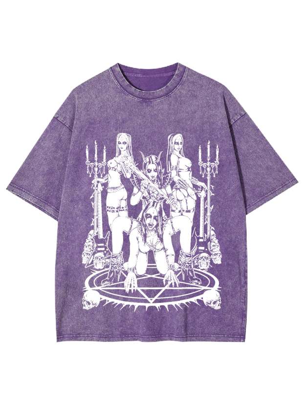 Dark Ritualistic Figures Washed Tshirt