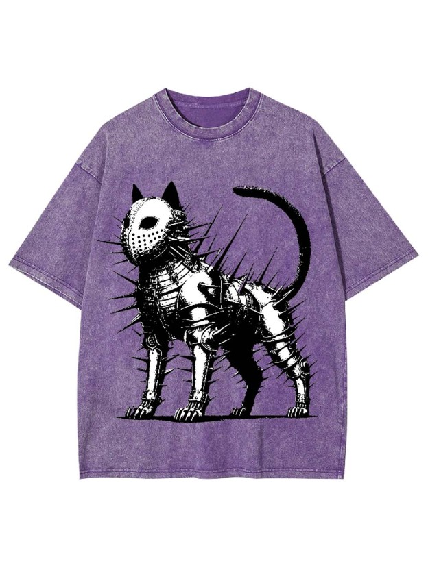 Armored Spiked Cat Washed Tshirt