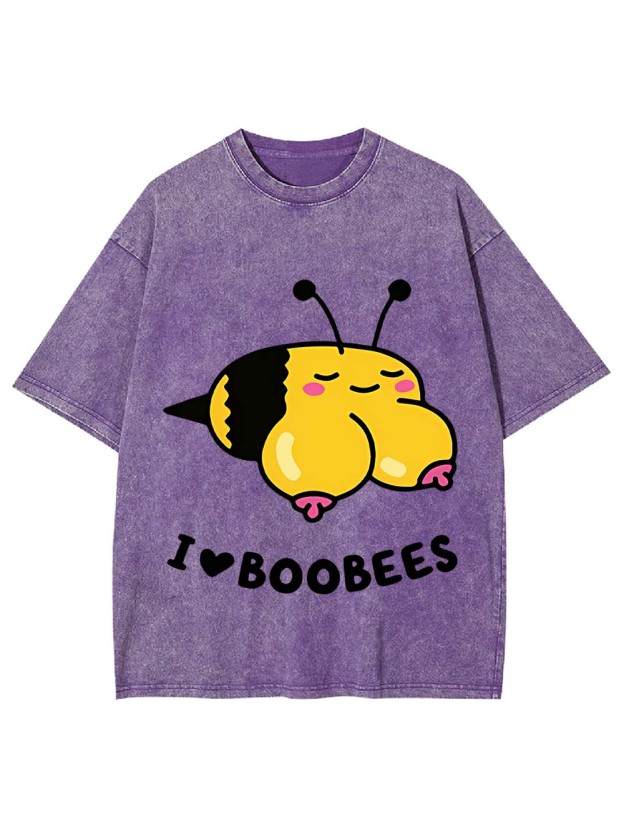 I Love Boobees Washed Tshirt