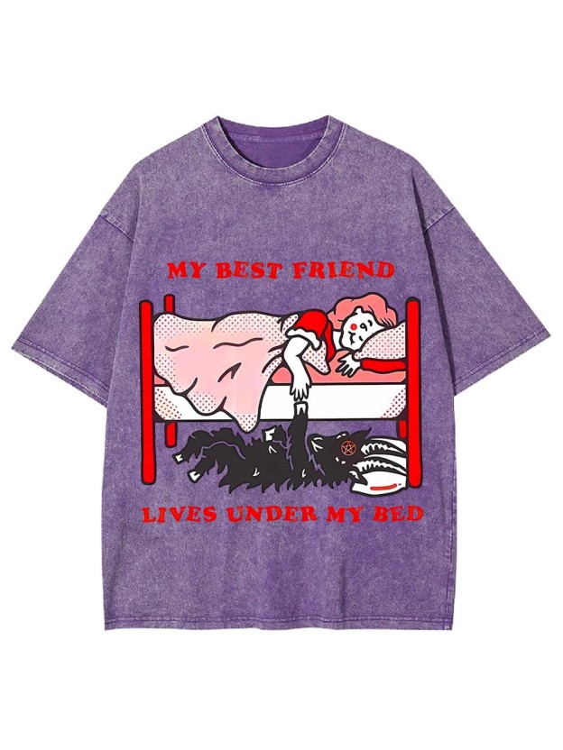 My Best Friend Lives Under My Bed Washed Tshirt